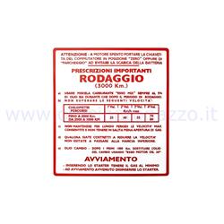 ST0556 - Adesivo Vespa "Rodaggio 5%" - 4 marce rosso