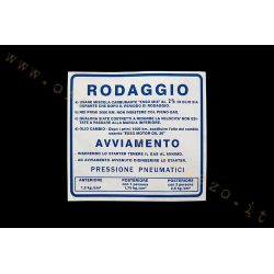 gra03 - Adesivo Vespa "Rodaggio 2%" - blu