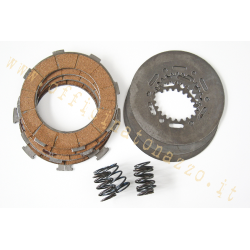 Clutch discs 4 with intermediate cork discs and springs 7 for Vespa Rally - SS180 - GS160 - T5 - PX 200