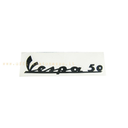 Targhetta anteriore adesiva "Vespa 50" nera per Vespa  50 1°serie