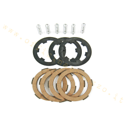 Clutch discs 4 with intermediate cork discs and 6 reinforced springs for Vespa PK HP - FL2