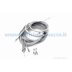 207299 - Kit cavi/guaine grigi con guaina autolubrificante interna con registro freno anteriore per Vespa PX Arcobaleno