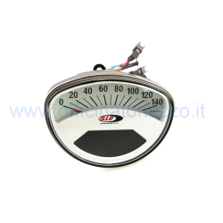 Speedometer and digital tachometer 2.0 with white background for Vespa ET3 - Primavera - Rally - Super - Sprint - TS - SS50 - SS90