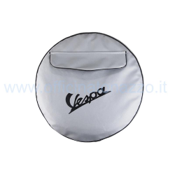 00110 - Copriruota di scorta grigio con scritta Vespa nera e tasca portadocumenti per cerchio da 8"