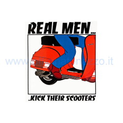 Adesivo Vespa  "real men kick their scooters!", l=85mm, w=98mm