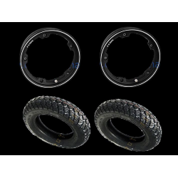 - Coppia ruote già montate complete di cerchio tubeless 2.10x10 nero con pneumatico invernale IRC tubeless 3.50 x 10 - 59J M+S