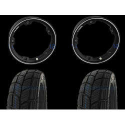 - Coppia ruote già montate complete di cerchio tubeless 2.10x10 nero con pneumatico invernale Kenda K701 tubeless 3.00 x 10 - 47L M+S