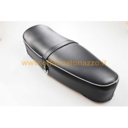 Seat for Vespa 50SS / 90SS black, welt dark gray, without lock, with seat strap (contrary opening)