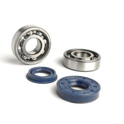 Crankshaft bearings and oil seals kit -BGM ORIGINAL (SKF 6204/C4 metal cage)- Minarelli 50cc