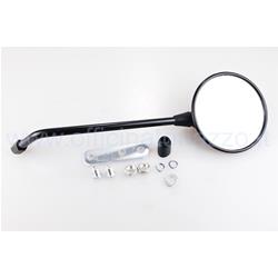 Mirror Vespa black left round long rod 330 MM with plate