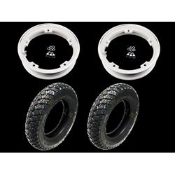 ruedas pareja ya montados sin cámara 2.10x10 blanco círculo completo con tubeless neumático de invierno IRC 3,50 x 10 - 59J M + S