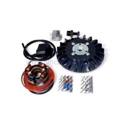 Accensione Parmakit anticipo variabile cono 20 - 1,5 kg con volano ricavato dal pieno per Vespa PK XL - ETS - HP - FL (ventola carbon look)